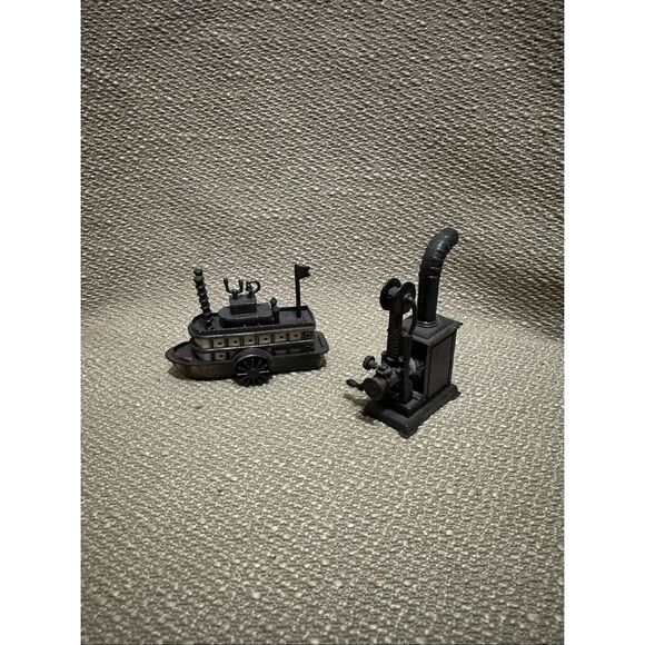 VTG Die Cast Mini Steamboat Paddle Boat and Wood Stove Pencil Sharpeners - Picture 1 of 12